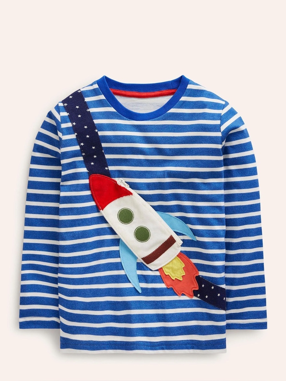 Mini boden blue rocket long sleeve tshirt size 4-5Y